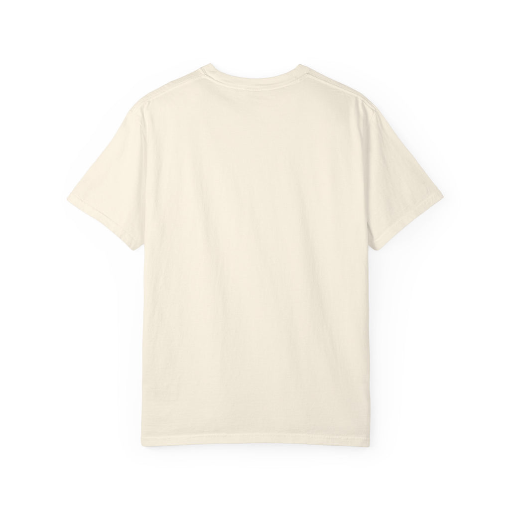 Ivory T-shirt back view, plain crew neck with short sleeves