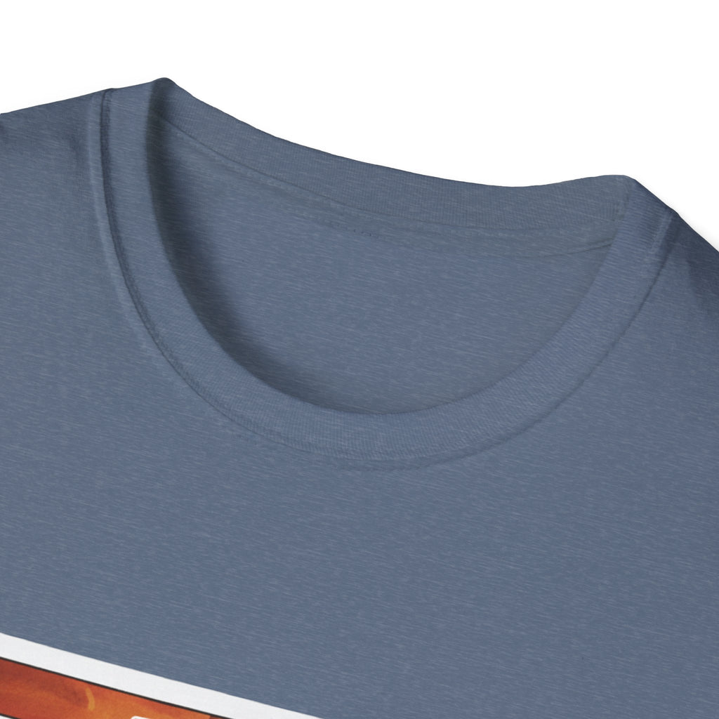Crew neck close-up of blue Oklahoma State T-shirt