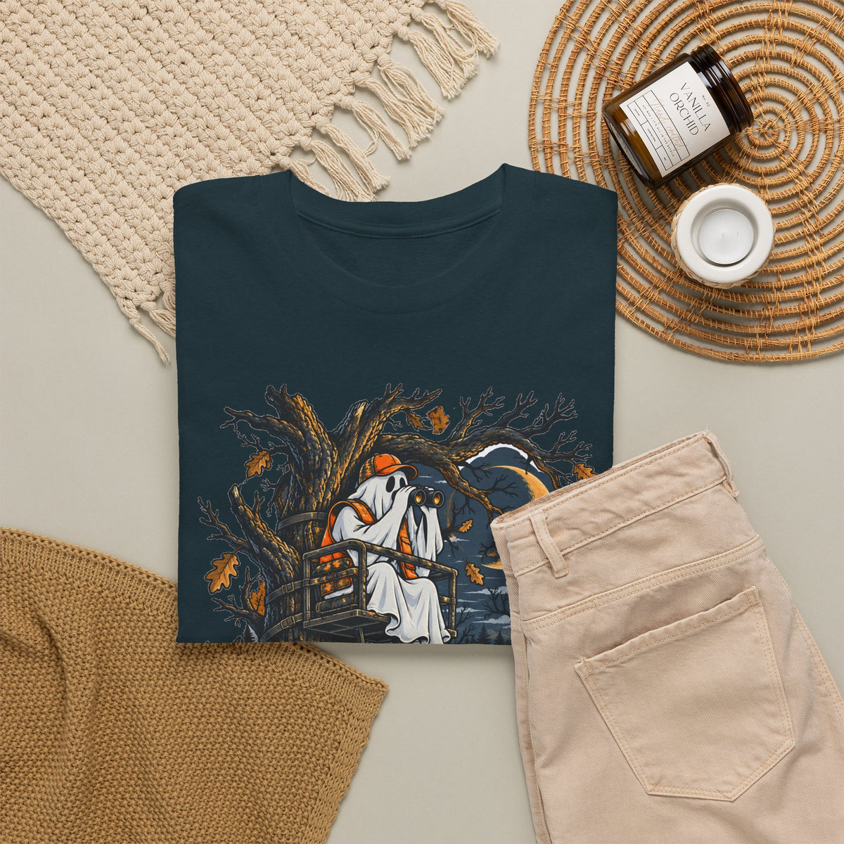 Haunted Tree Stand T-Shirt, Funny Ghost Deer Hunter Halloween Shirt for Men and Women, Bow Hunting Season Gift Tee