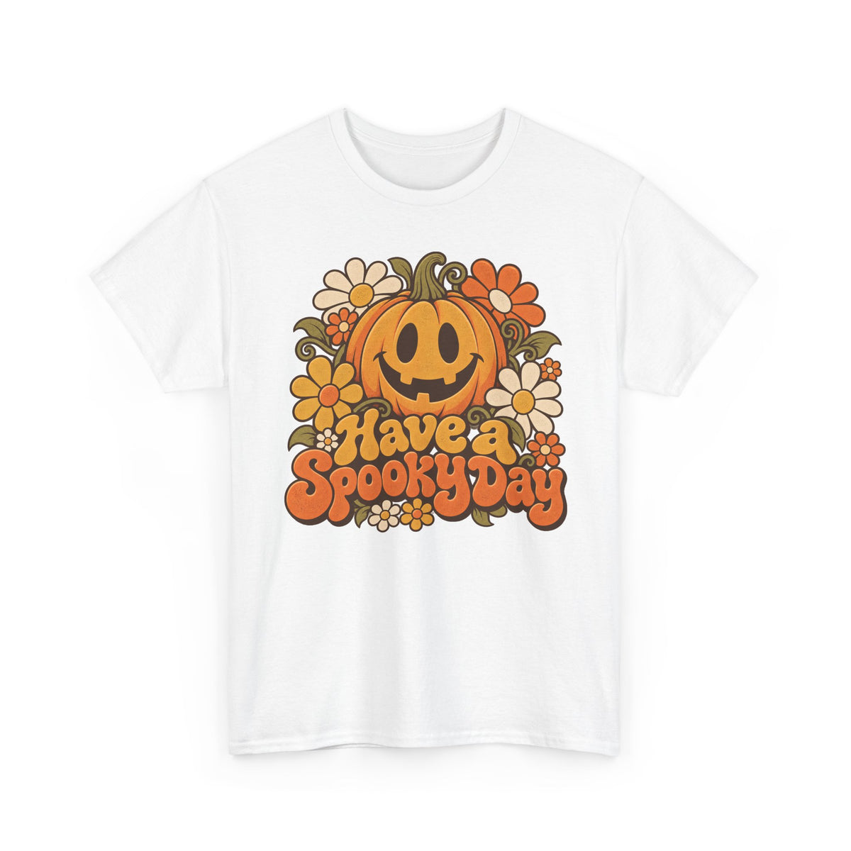 Have a Spooky Day Retro Pumpkin T-Shirt, Groovy Floral Jack O Lantern Halloween Shirt for Women and Men, Fall Teacher Tee