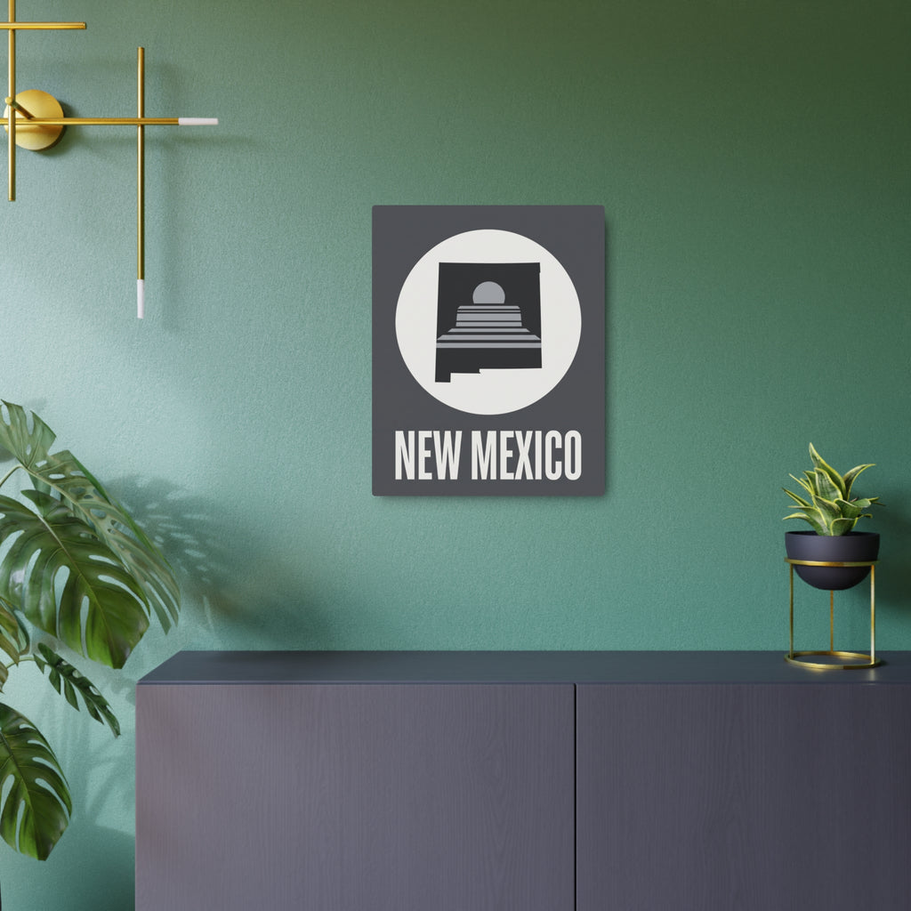 New Mexico metal wall sign, dark gray plaque with circular state emblem and NEW MEXICO