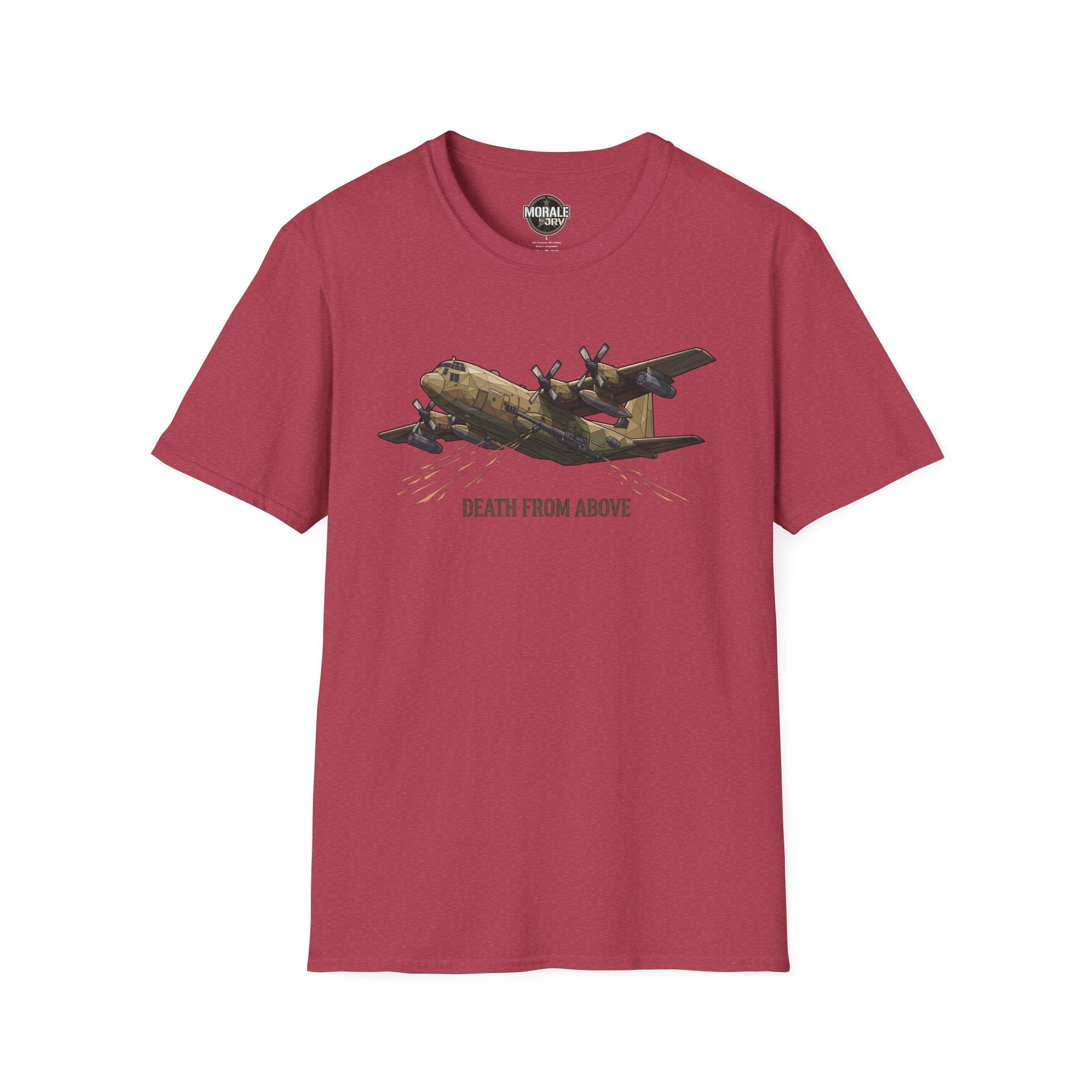 Red C-130 cargo plane graphic T-shirt with “DEATH FROM ABOVE”