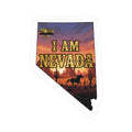 Nevada state kiss-cut sticker, “I AM NEVADA” western sunset design