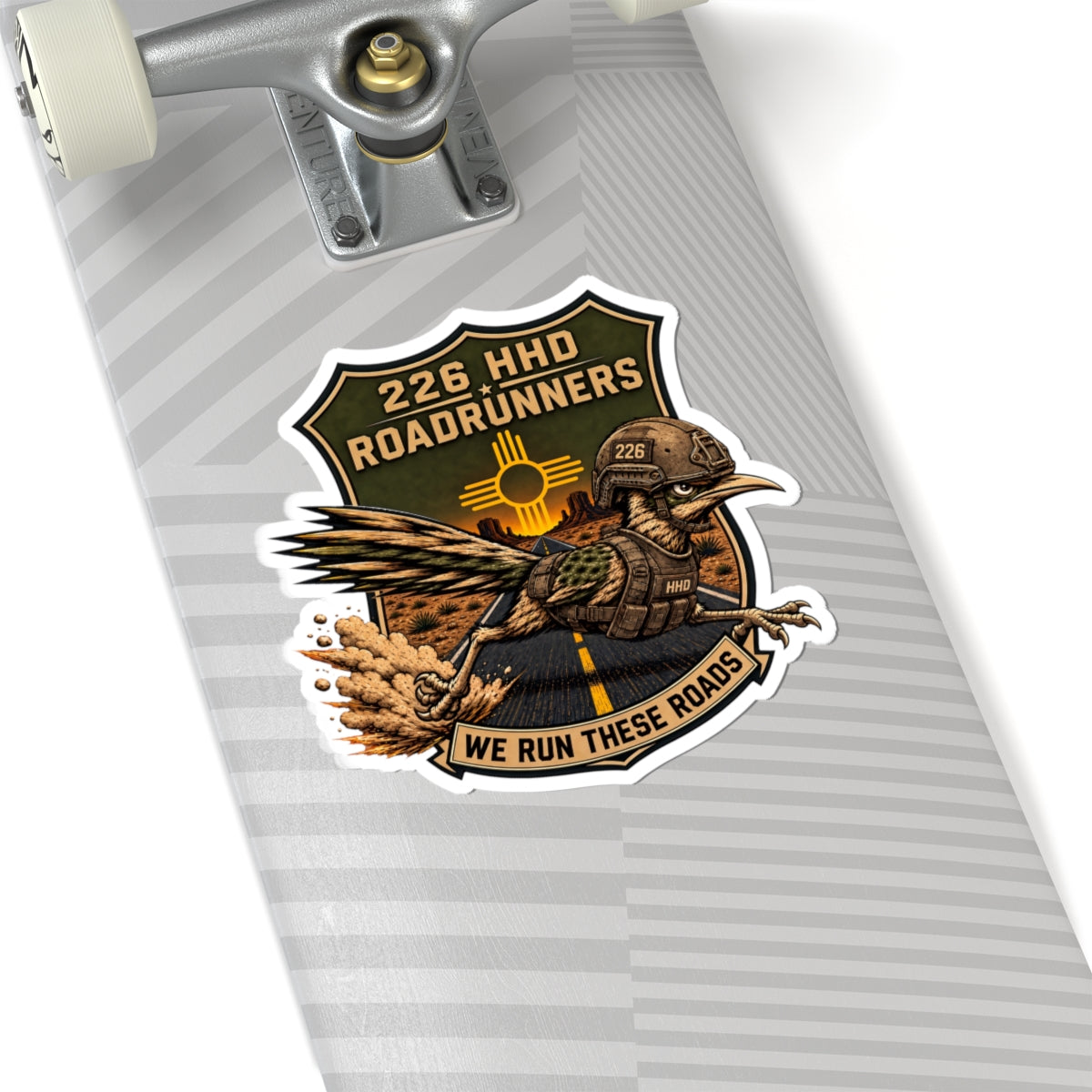 226 HHD Roadrunners Sticker — Military Unit Helmet Emblem (We Run These Roads)
