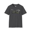 Military Black Hawk helicopter graphic T-shirt, dark heather gray