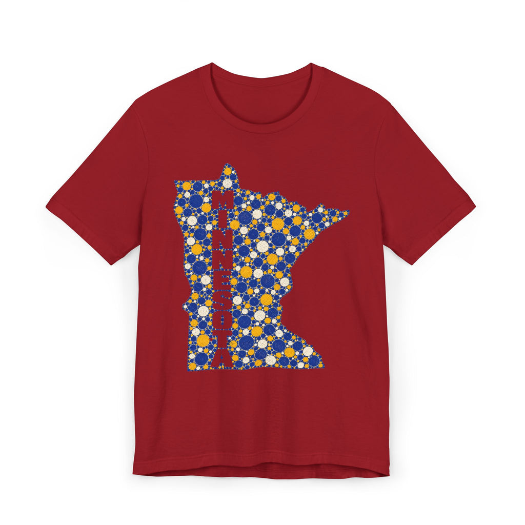 Minnesota State Floral Pattern T-Shirt | Blue and Gold Minnesota Map Graphic Tee