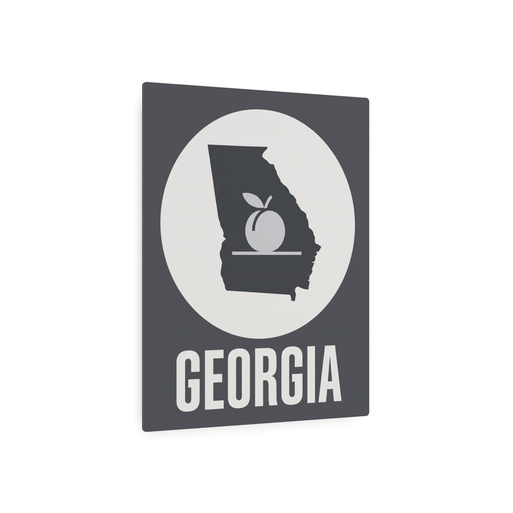 Georgia metal wall art sign with state silhouette, fruit icon, and “GEORGIA”