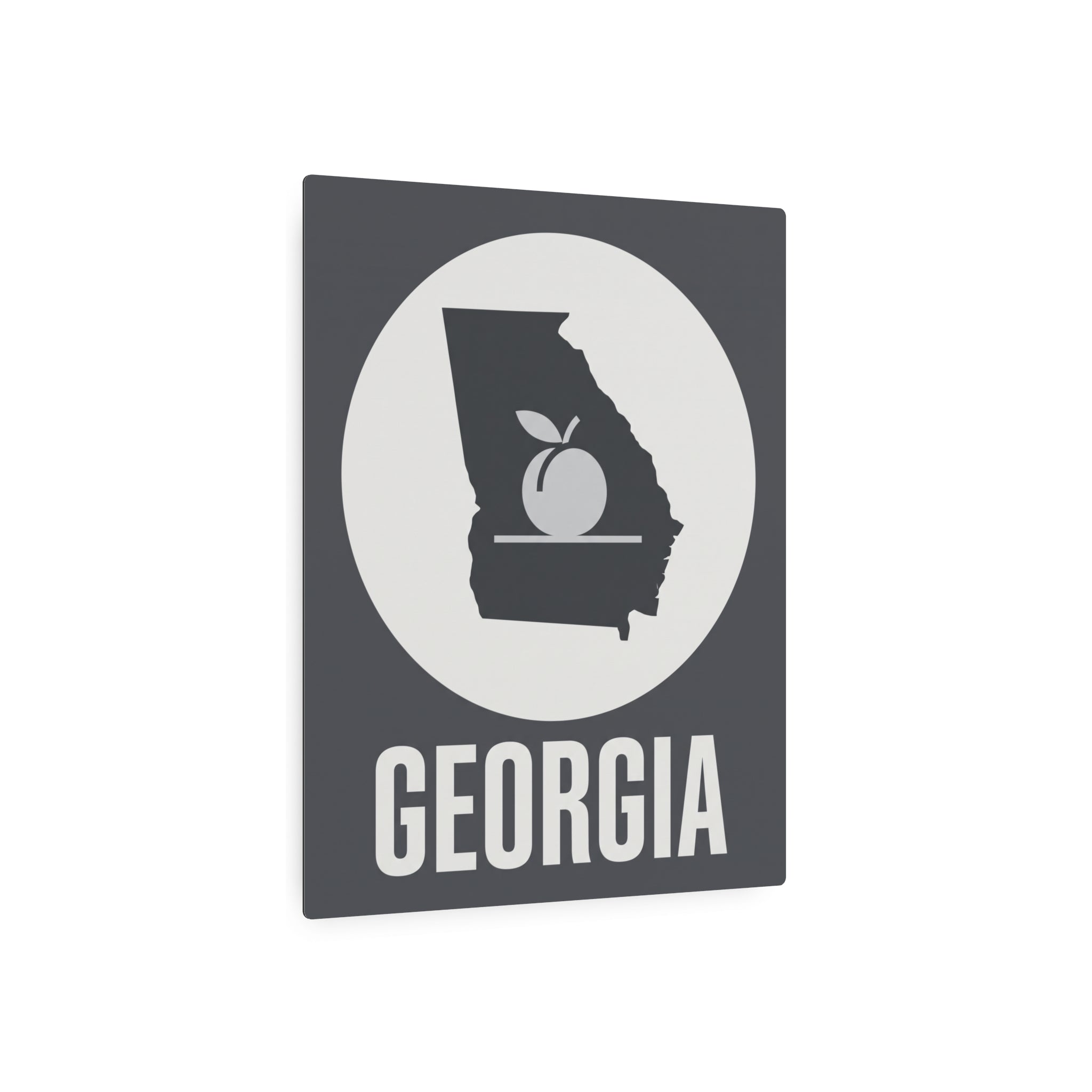 Georgia metal wall art sign with state silhouette, fruit icon, and “GEORGIA”