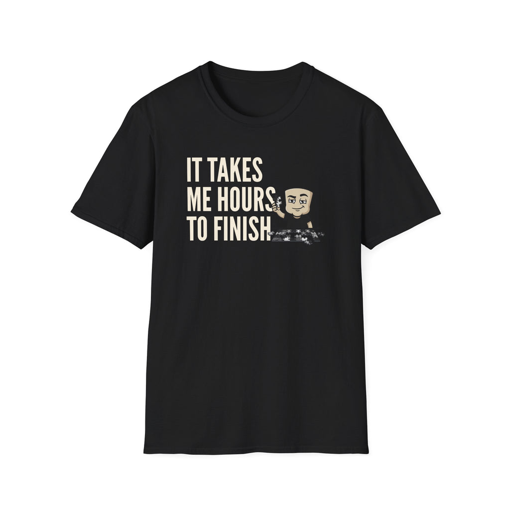 Black T-shirt with puzzle quote graphic