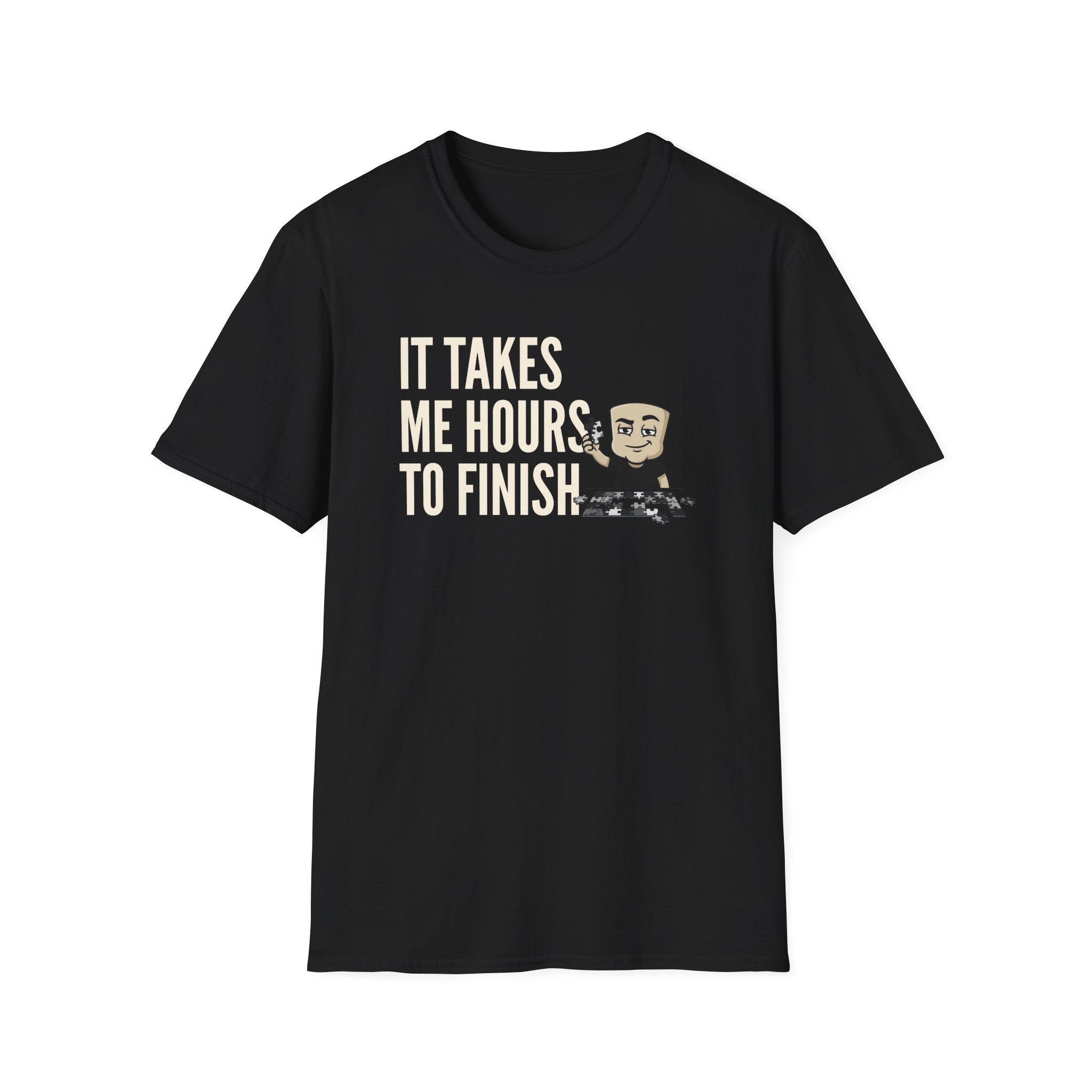 Black T-shirt with puzzle quote graphic