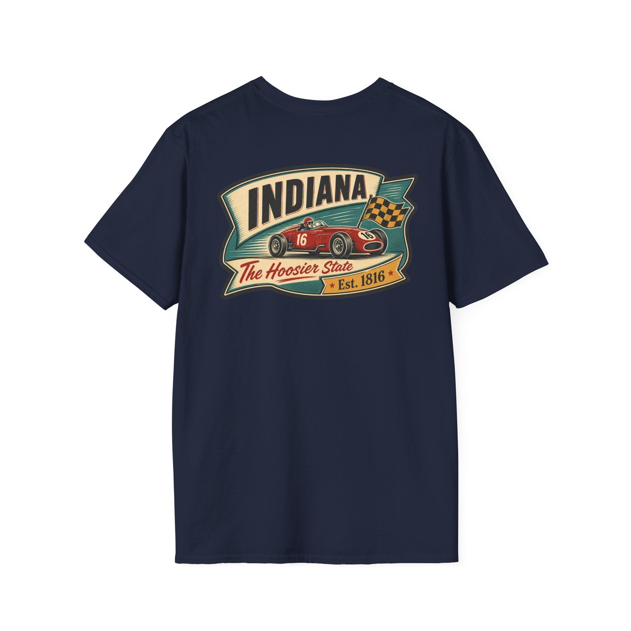 Indiana Hoosier State graphic tee in navy with vintage front logo
