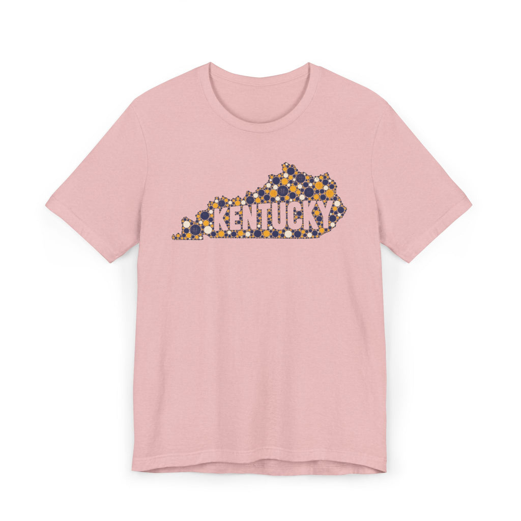 Kentucky State Shape T-Shirt | Blue and Gold Pattern Kentucky Outline Graphic Tee