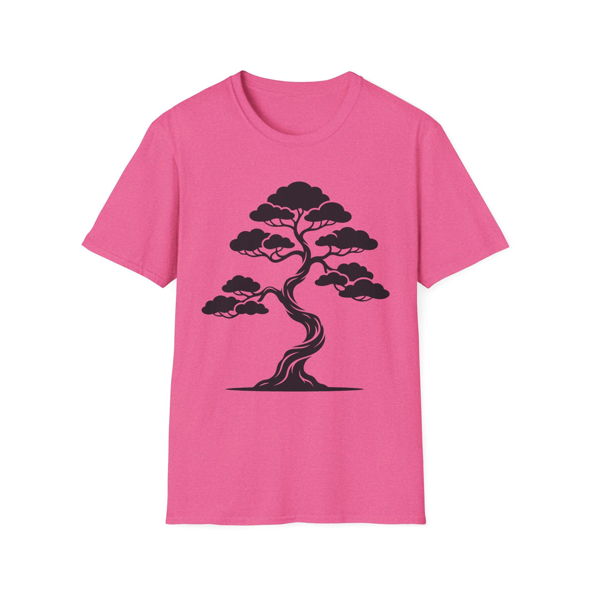 Bonsai tree T-shirt in pink with black tree graphic