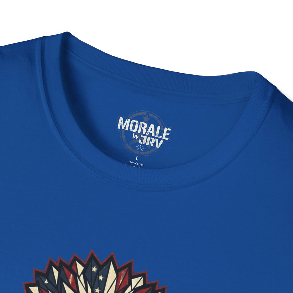 Camiseta azul Royal: etiqueta interior en el cuello y tela de algodón