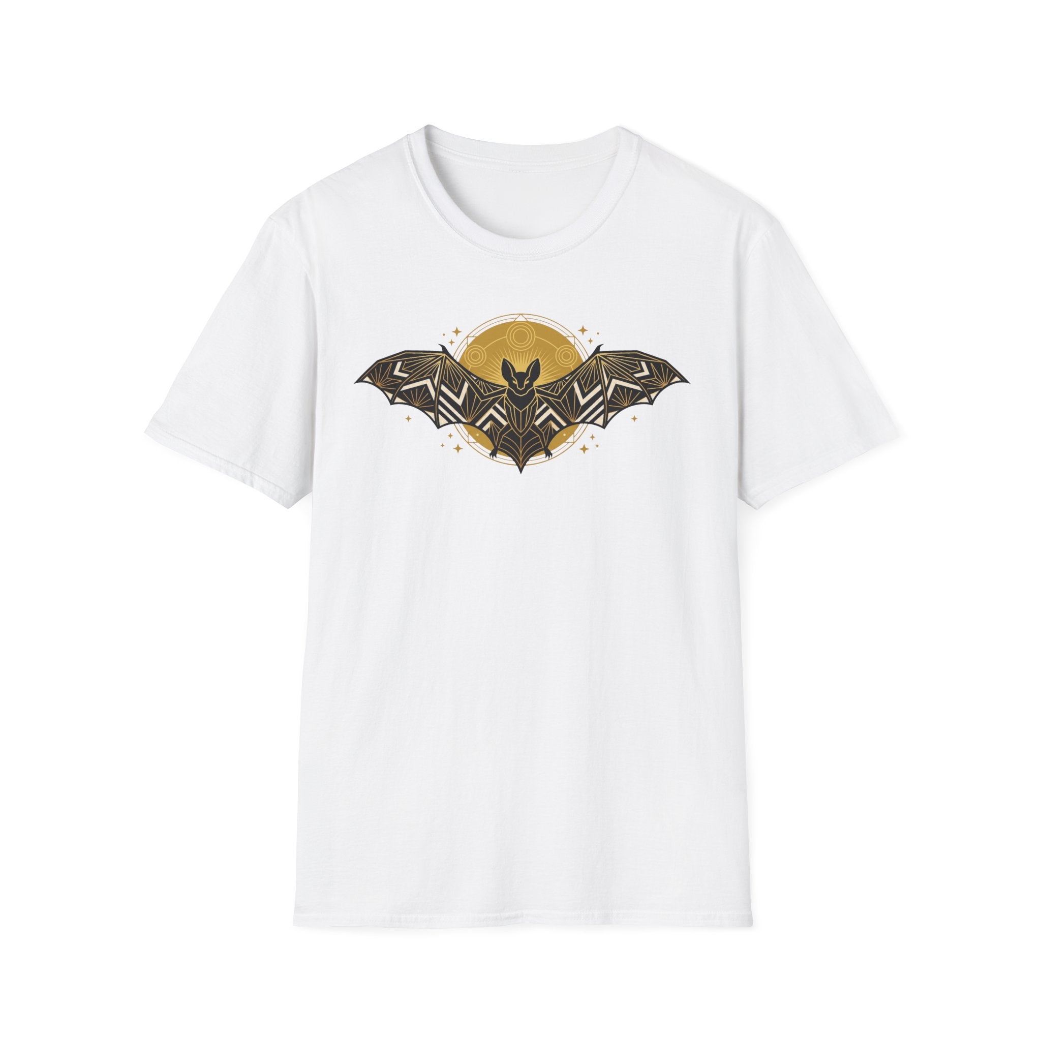 White T-shirt back view, plain solid fabric with crew neckline