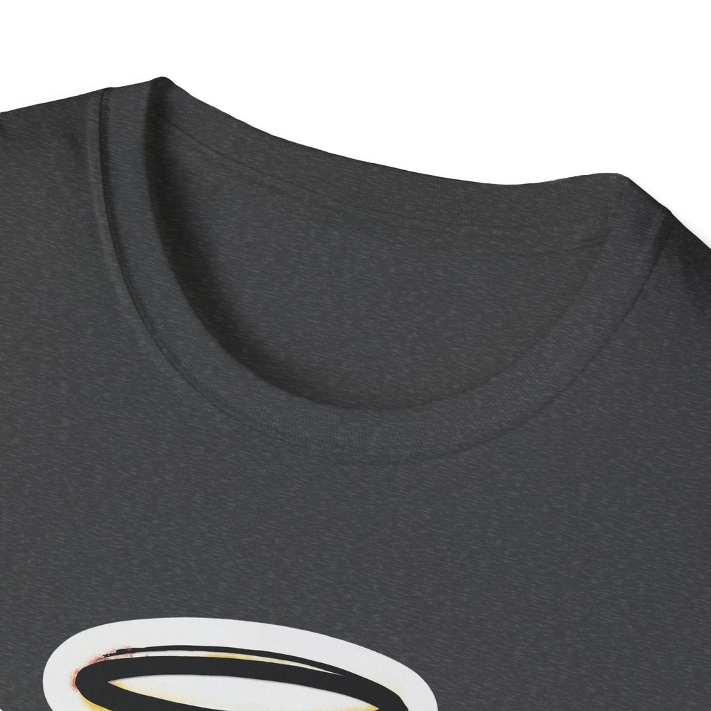 Dark Heather Graffiti Smiley T-Shirt, Rundhalsausschnitt und obere Druckpartie