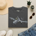 Dark gray crew-neck t-shirt with gray fighter jet graphic