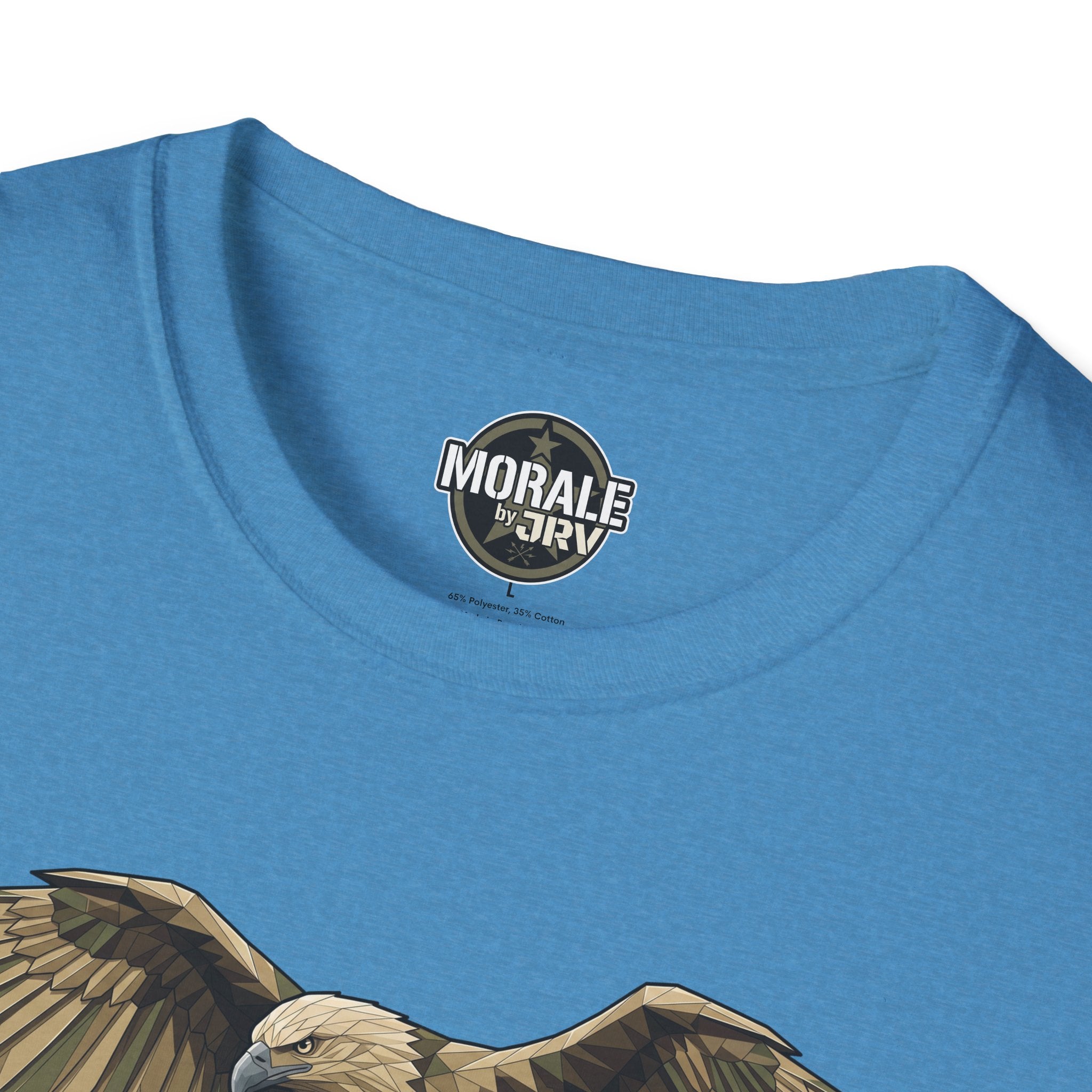 Bald Eagle T-Shirt (light blue) with round logo on collar and eagle graphic.