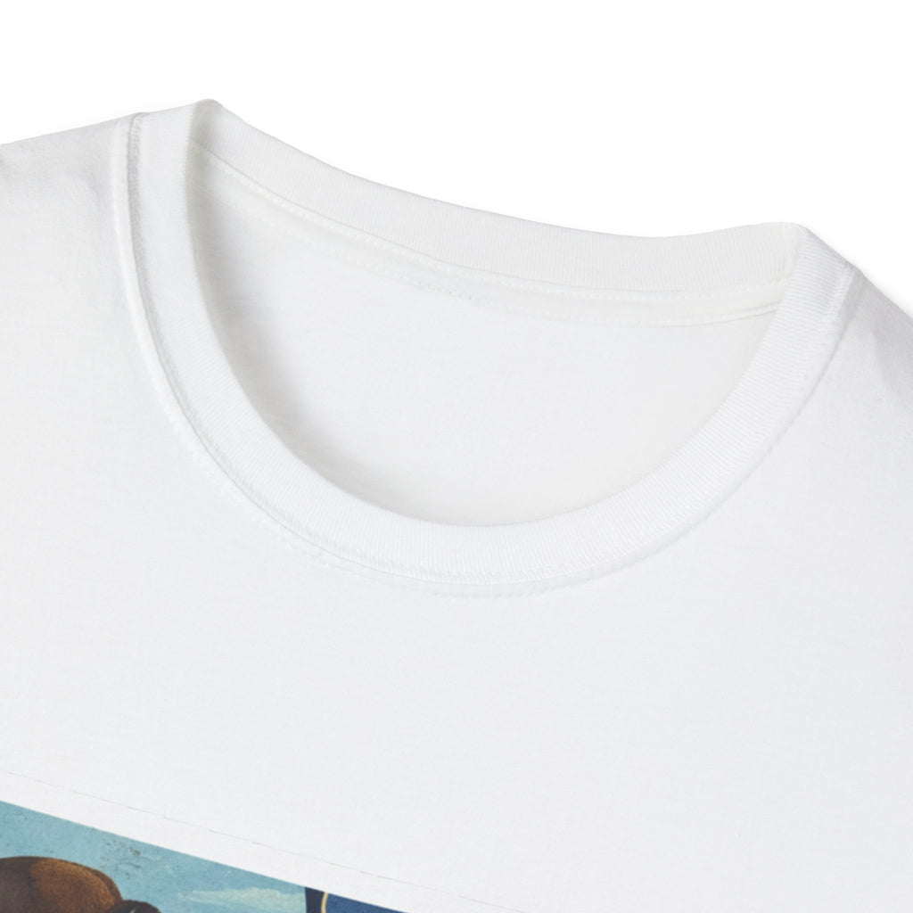 North Dakota T-shirt in white with crew neck close-up