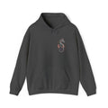 Dark charcoal seahorse floral hoodie with front pocket and drawstring hood
