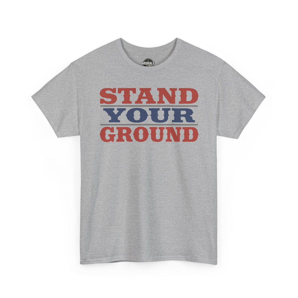 Sport grey crewneck T-shirt with Stand Your Ground graphic text front