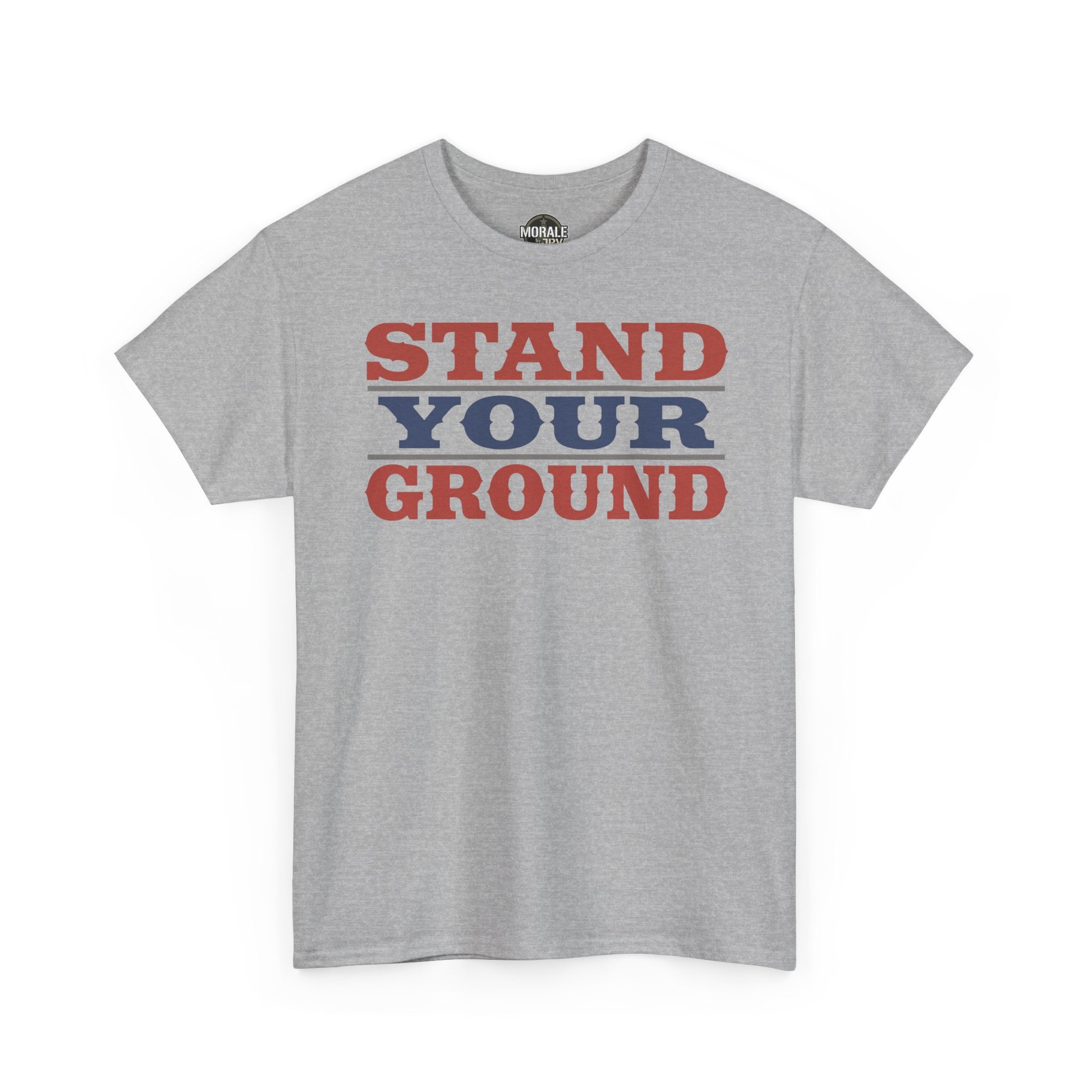Sport grey crewneck T-shirt with Stand Your Ground graphic text front
