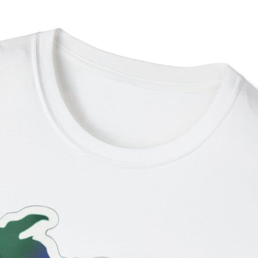White T-shirt crew neckline close-up, no graphic visible