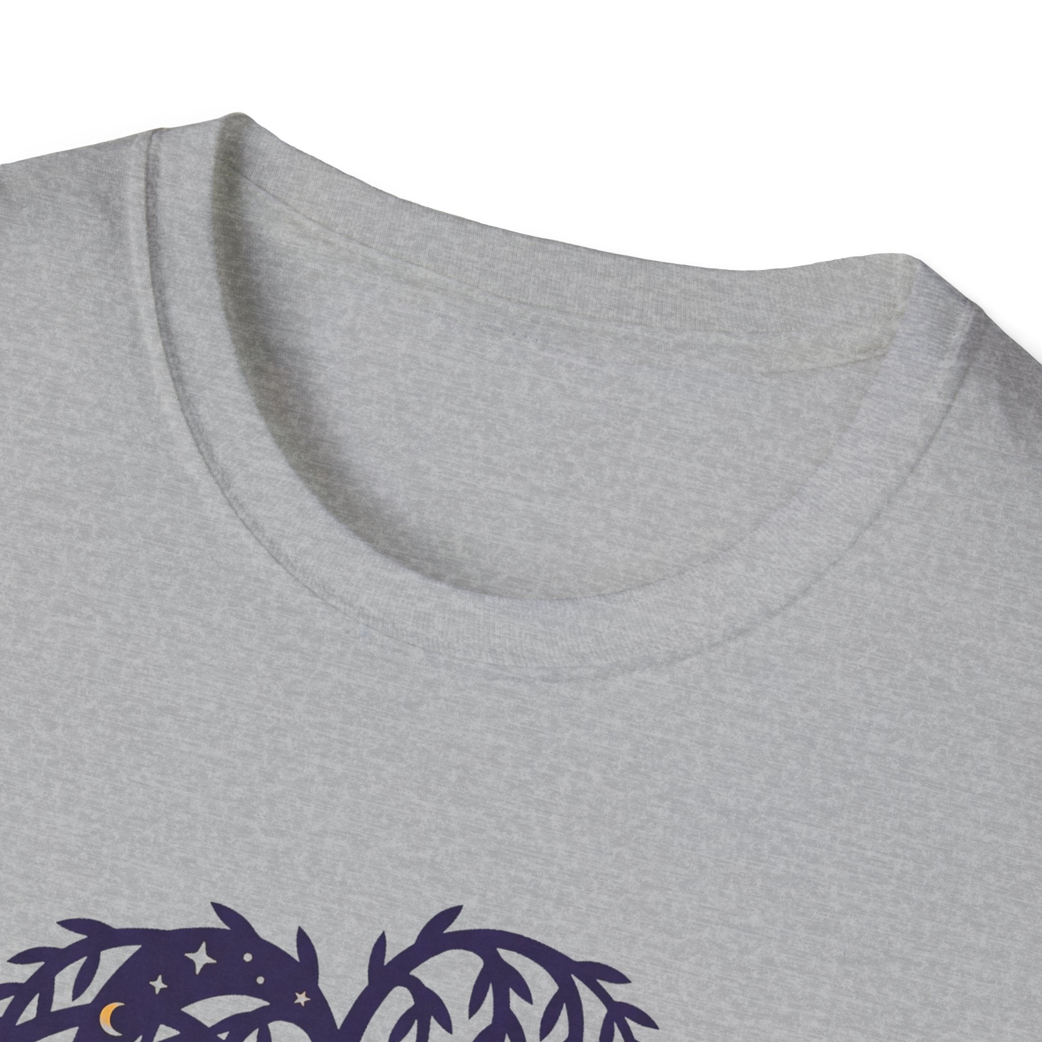 Cuello de camiseta gris Willow Tree Night Owls con parte superior de la gráfica azul