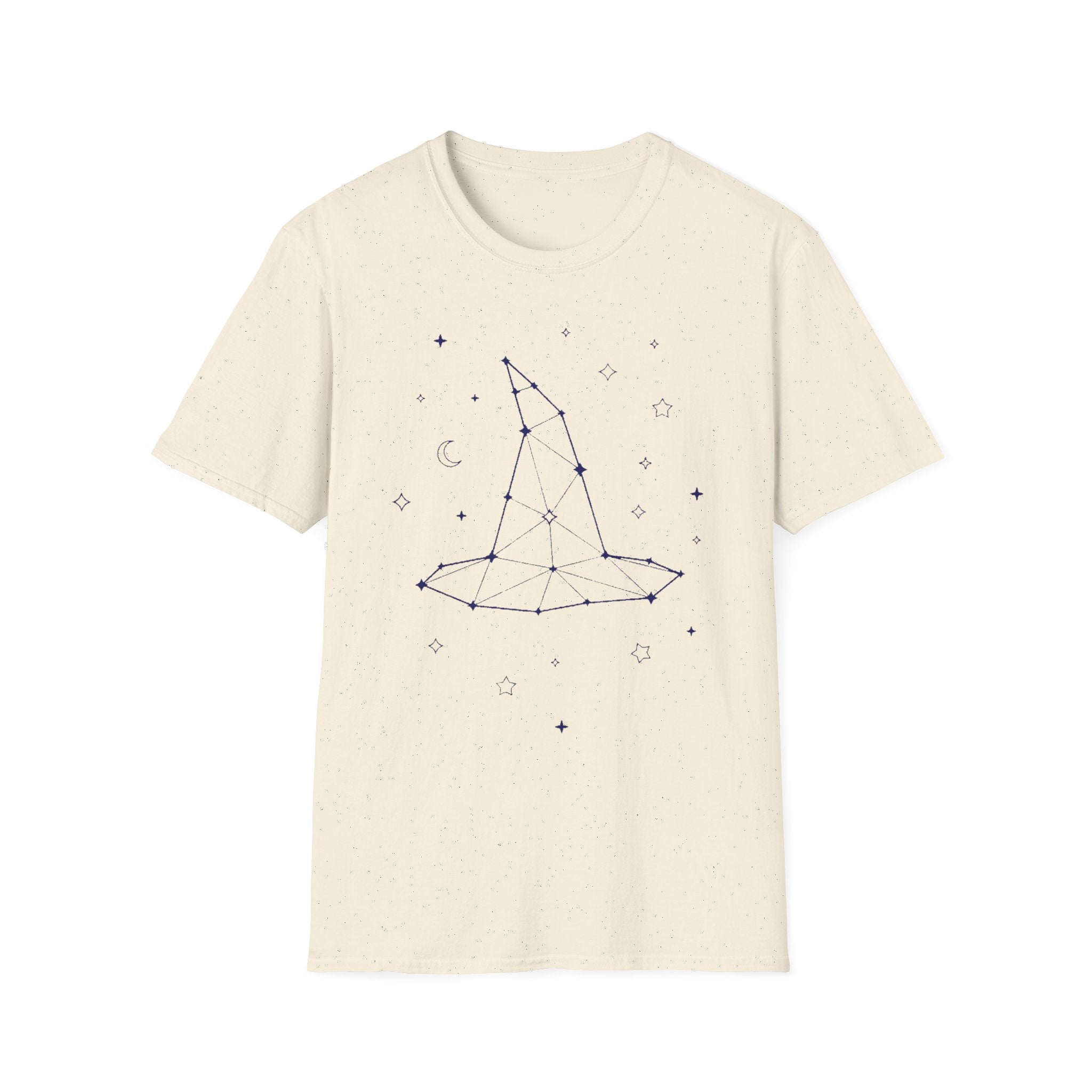Cream T-shirt with crew neck, short sleeves and star constellation print