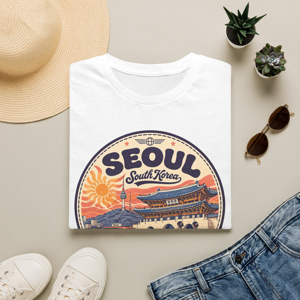 Seoul South Korea Vintage Travel Stamp T-Shirt | Korean Landmark Tee