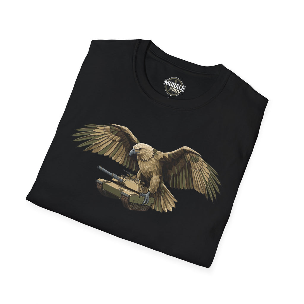 Black crew-neck T-shirt with bald eagle wildlife graphic