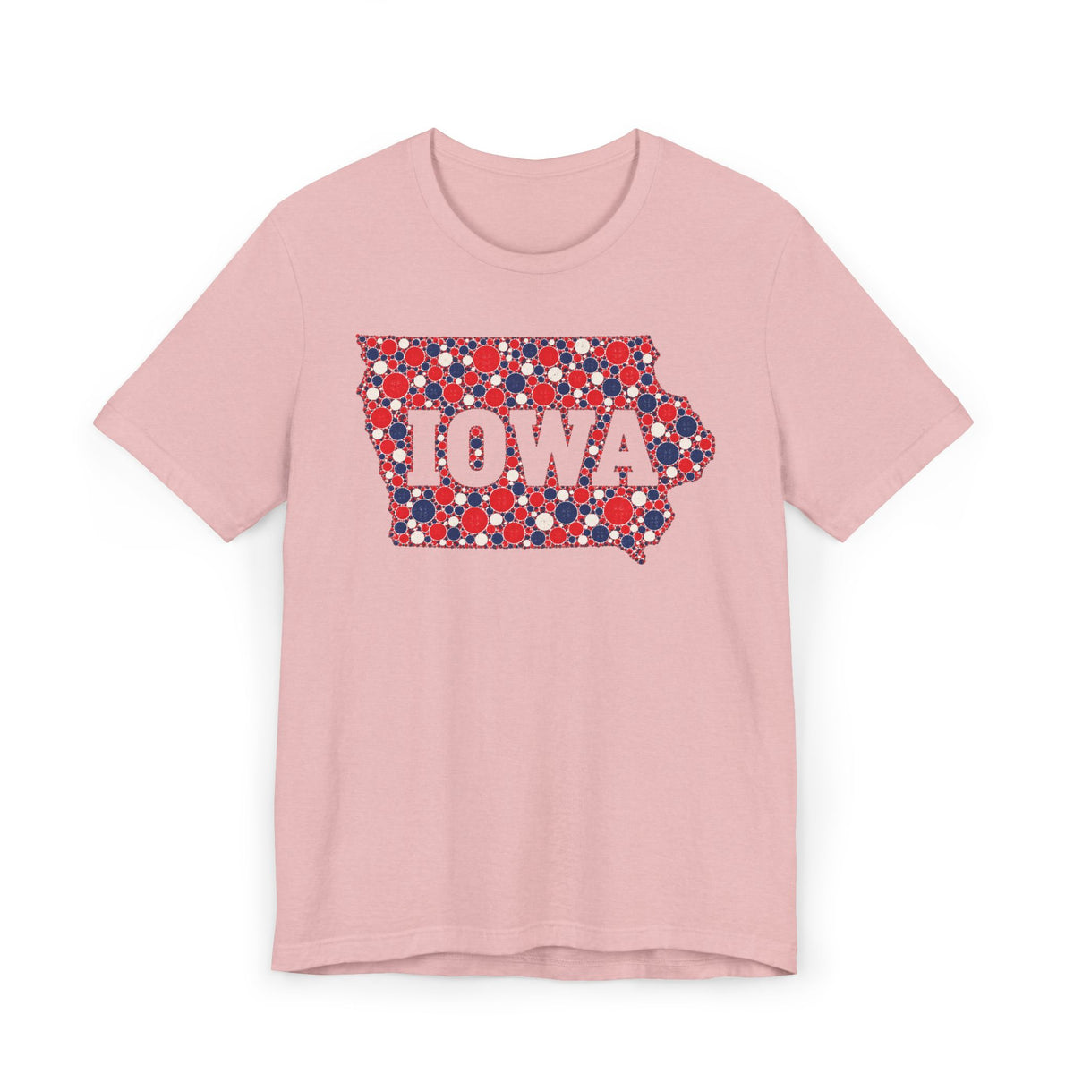 Iowa State Floral Pattern T-Shirt | Red White and Blue Iowa Outline Graphic Tee