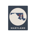 Maryland metal wall art sign with circular map silhouette and nautical flag accents