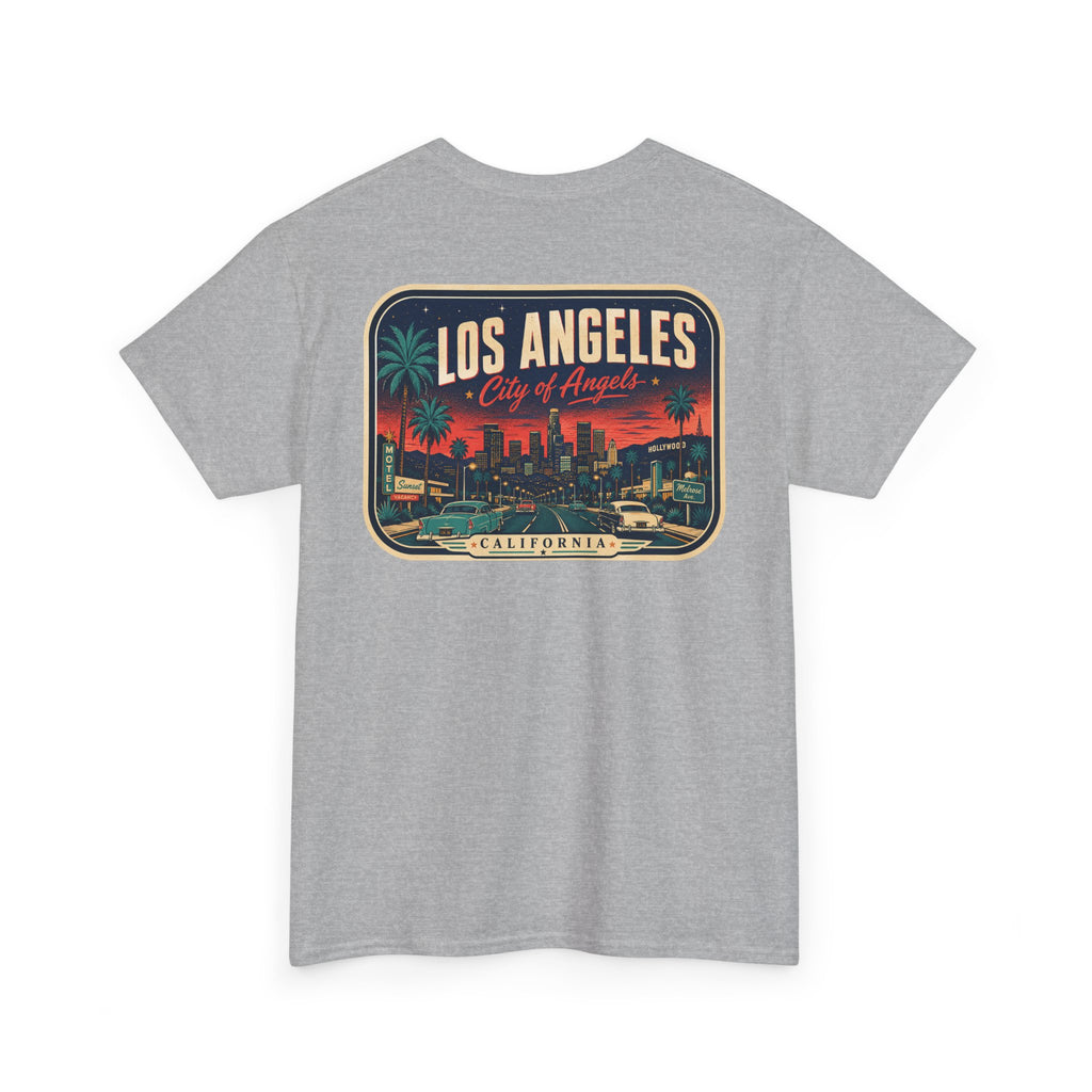 Gray T-shirt with Los Angeles skyline badge print