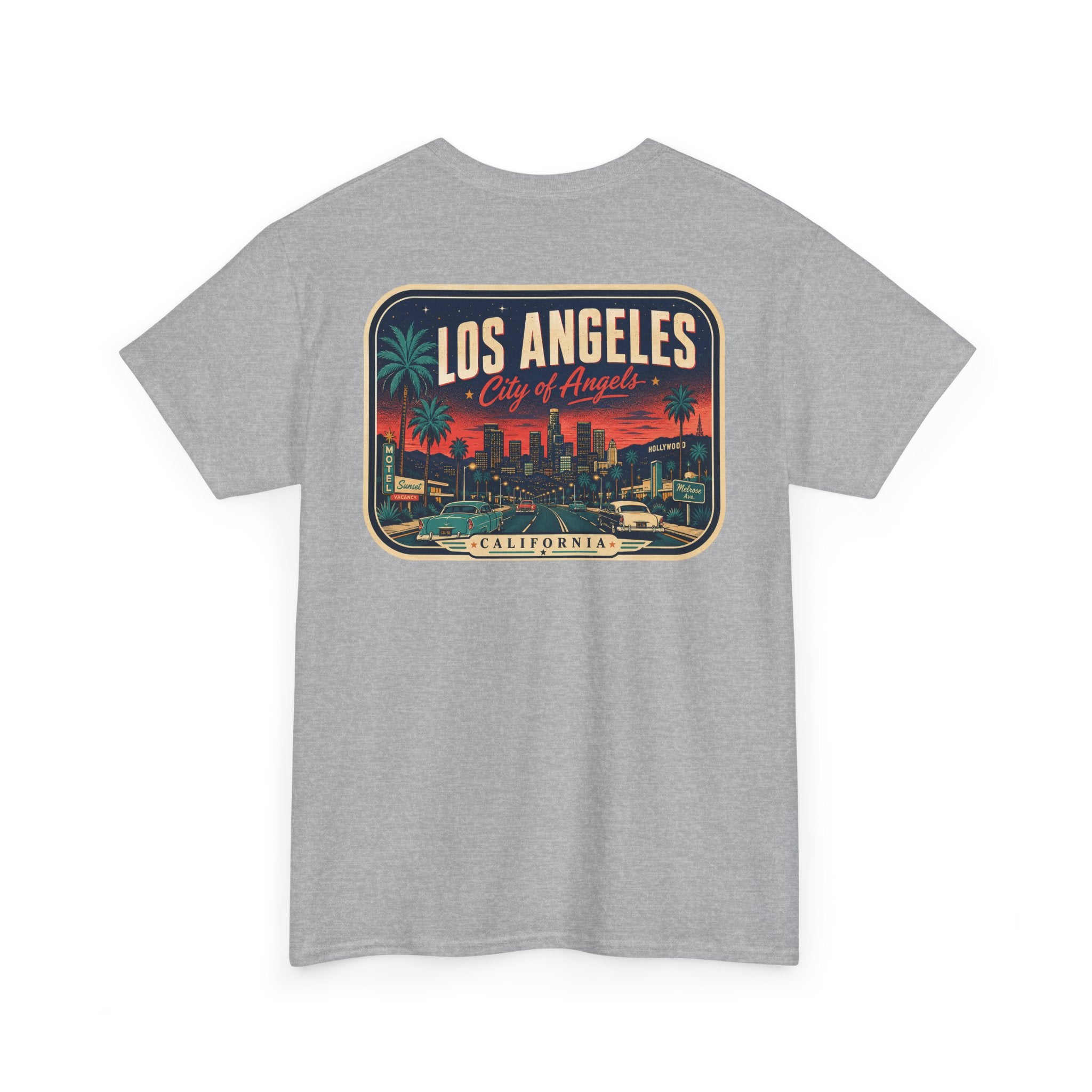 Gray T-shirt with Los Angeles skyline badge print