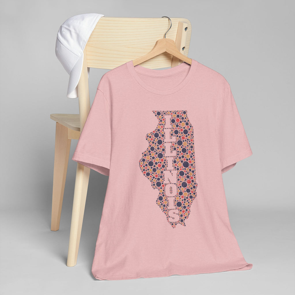 Illinois State Floral Polka Dot T-Shirt | Illinois Outline Graphic Tee