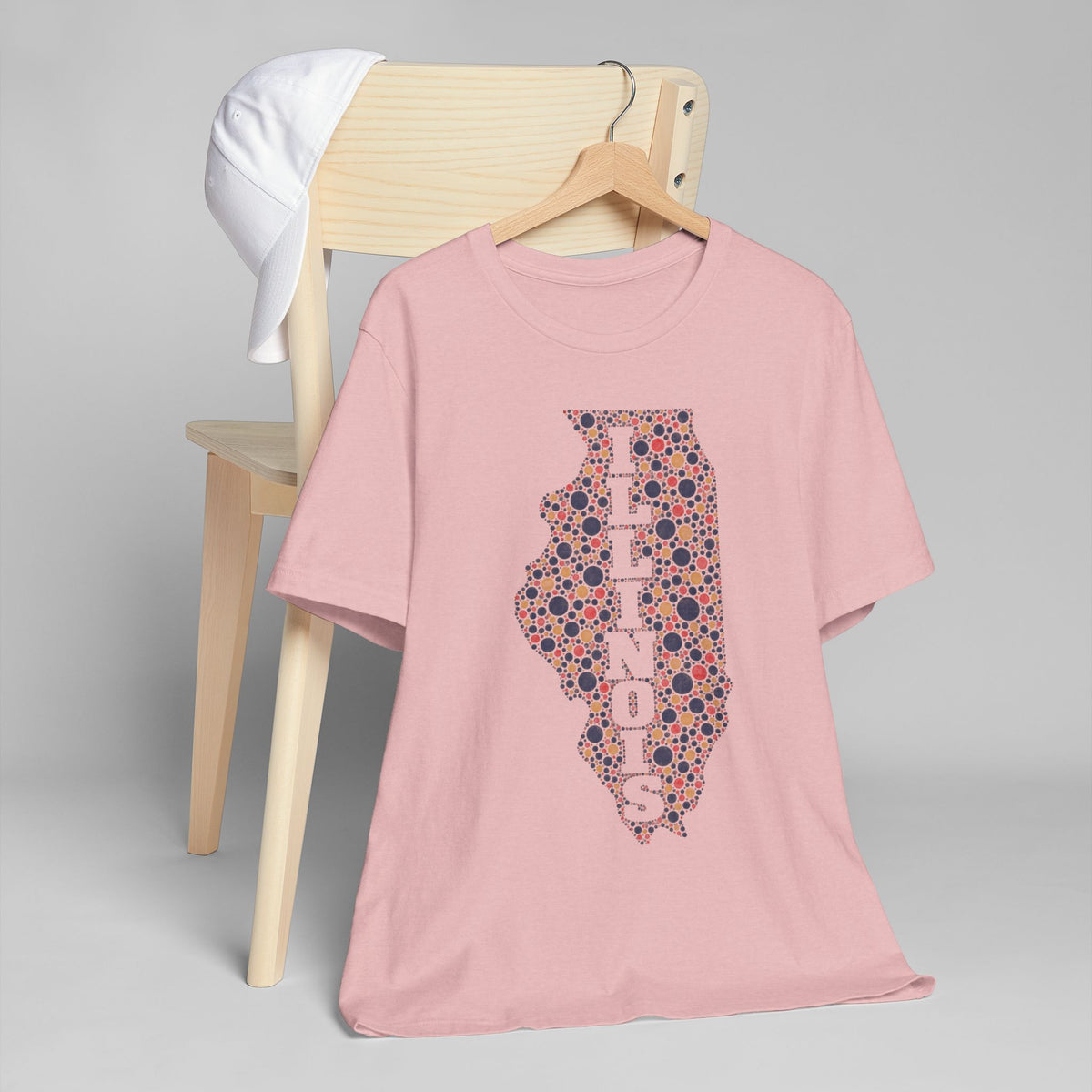 Illinois State Floral Polka Dot T-Shirt | Illinois Outline Graphic Tee