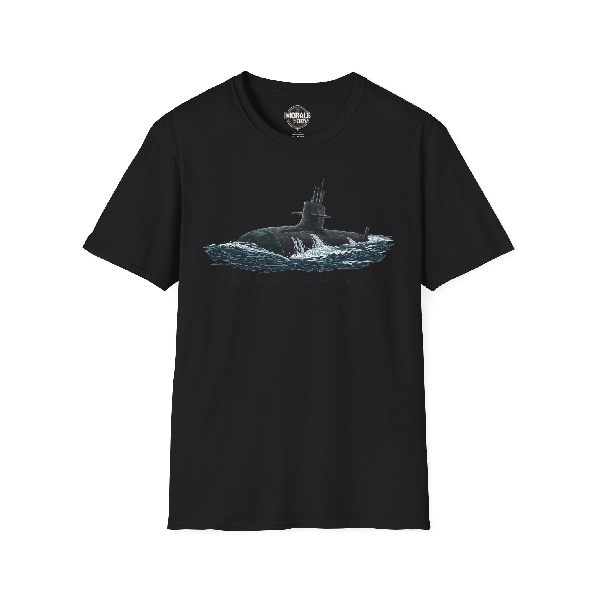 Silent Service T-shirt in black, submarine graphic and SILENT SERVICE wordmark