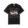 Black crewneck T-shirt with floral "Faith Love & A Lot of Patience" print