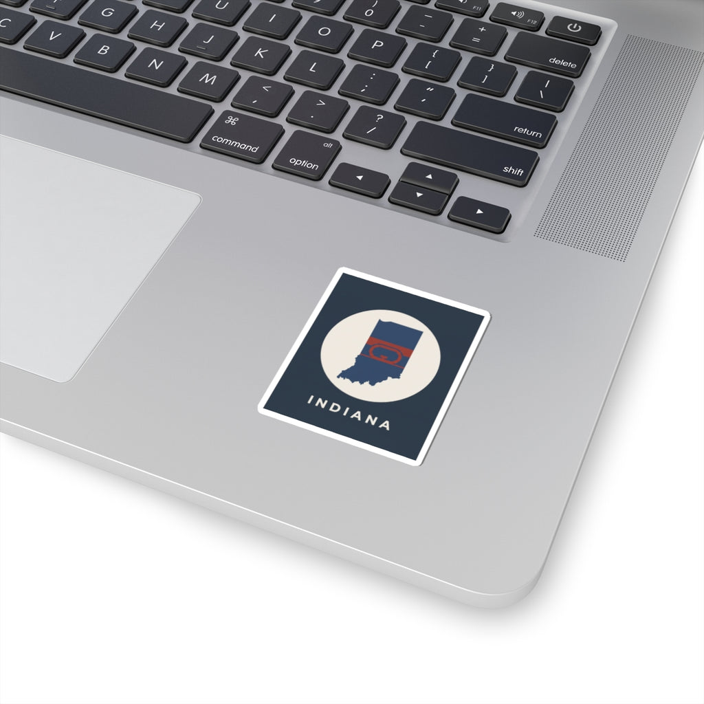Indiana state map flag sticker on laptop