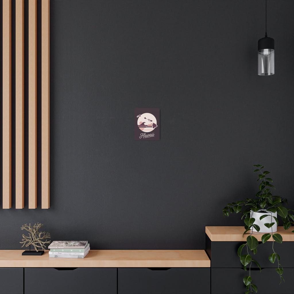 Square metal wall art featuring Hawaii map inside a circle with 'Hawaii' script beneath