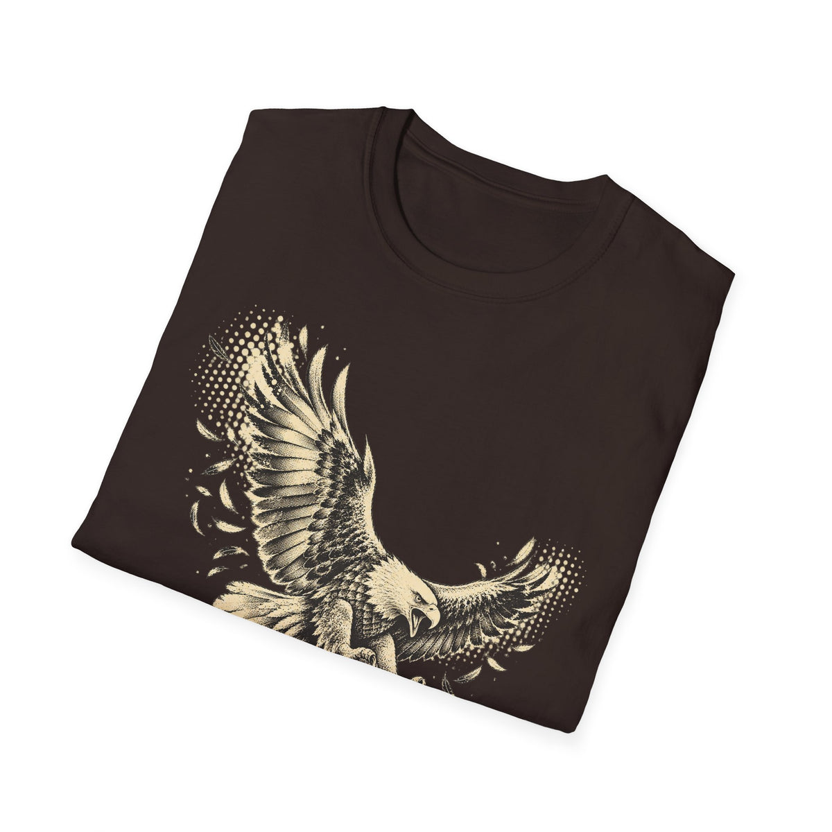 Dark brown eagle graphic t-shirt with front feathered wings print