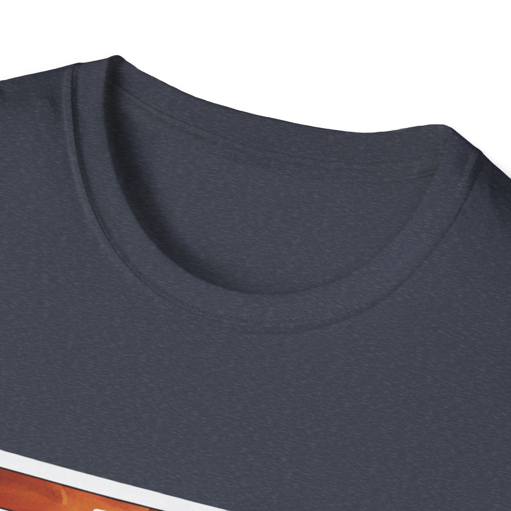 Heather navy T-shirt, crew neck close-up