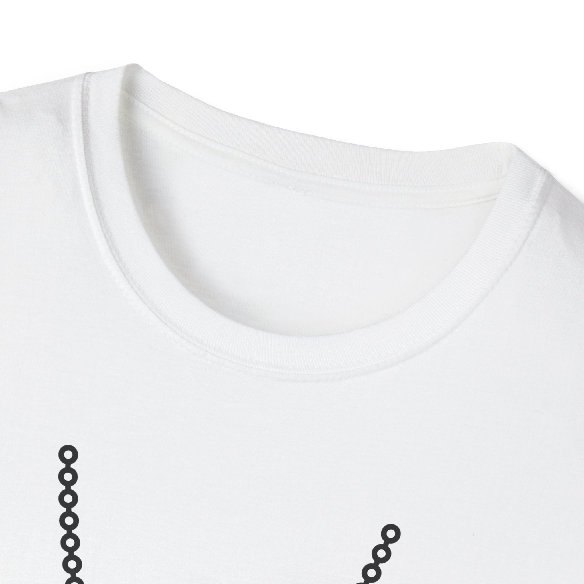 White T-shirt neckline close-up, crew collar