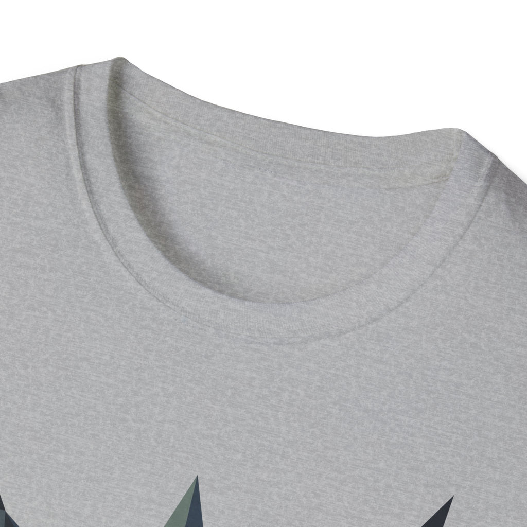 Light gray crew-neck t-shirt collar and neckline seam, close-up