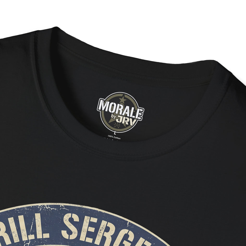 Black T-shirt neckline with small 'MORALP by DRIV' label