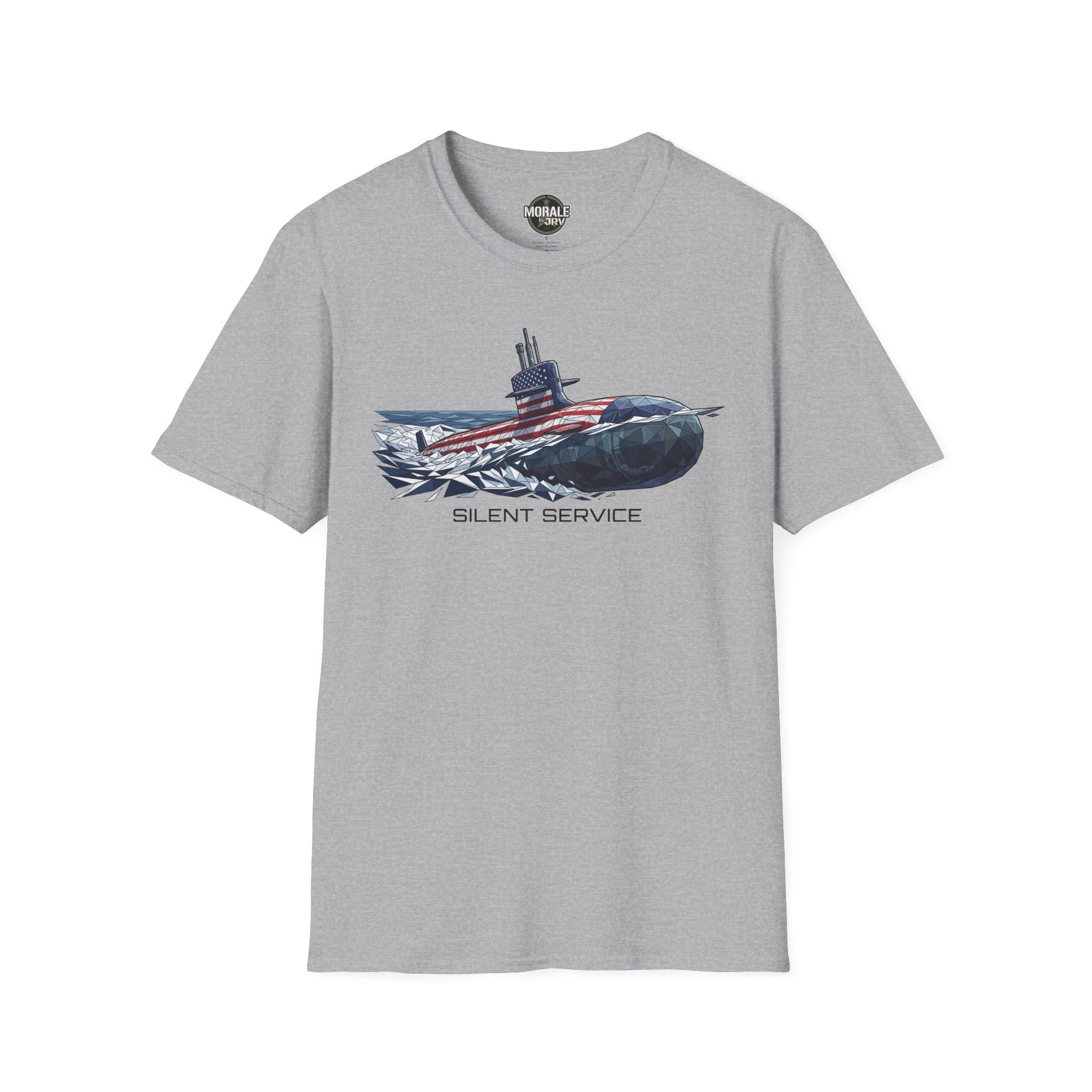 Silent Service T-shirt, heather gray, submarine flag graphic on the chest
