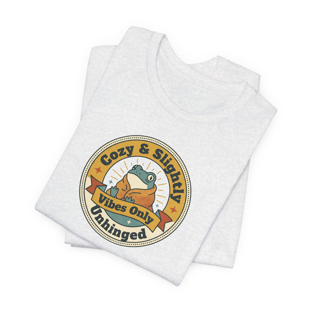 Grey T-shirt with circular sloth graphic print at chest