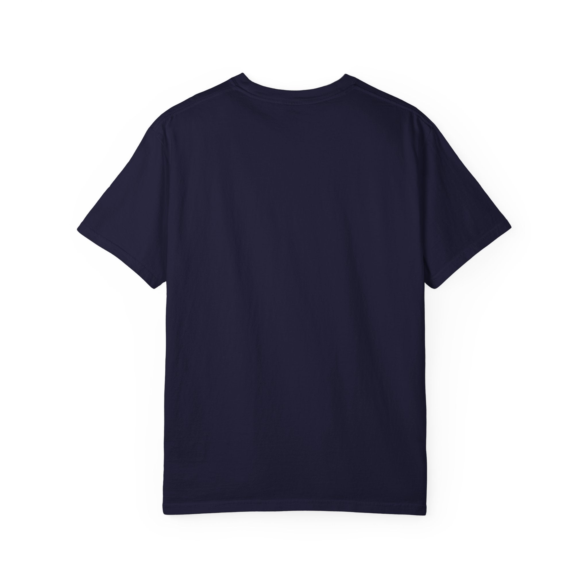 Navy crewneck T-shirt, plain back view