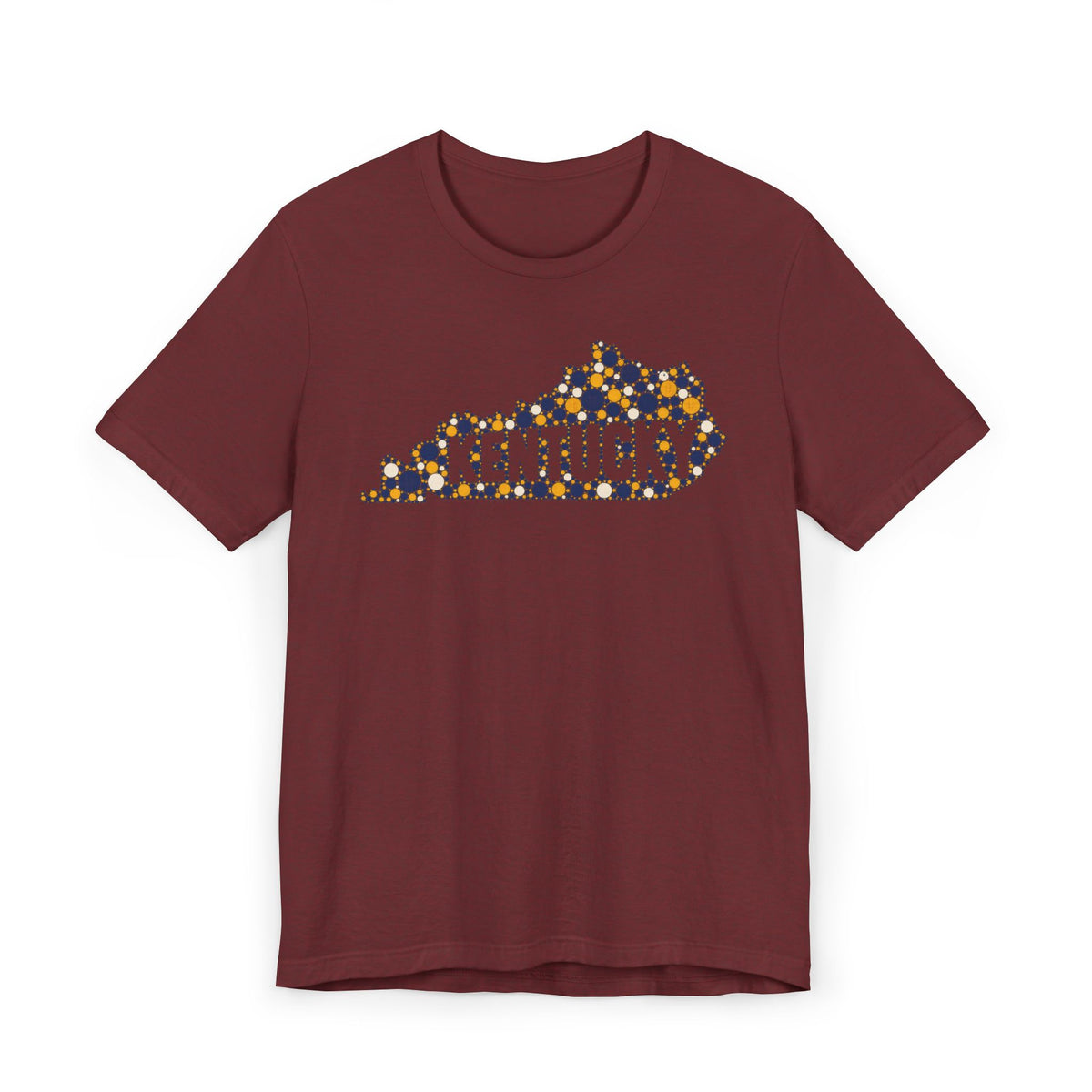 Kentucky State Shape T-Shirt | Blue and Gold Pattern Kentucky Outline Graphic Tee